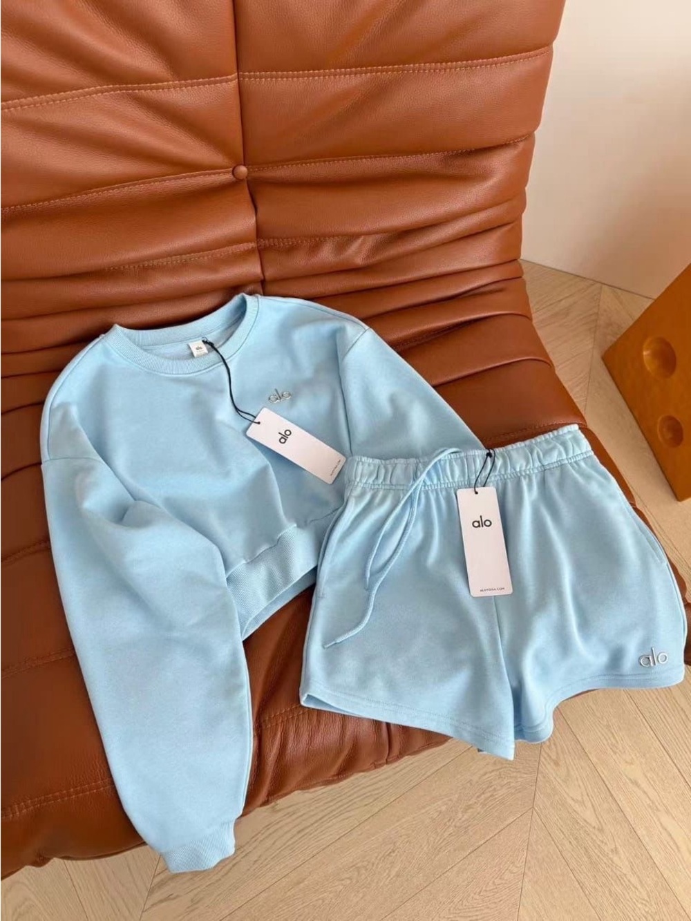 ALO Yoga Sky Blue Athletic Lounge Shorts